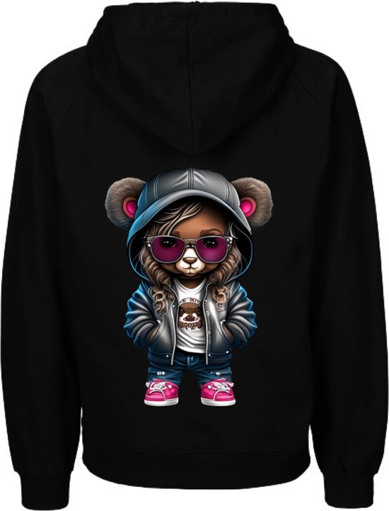 Trui met capuchon-Hoodie met muis en roze sneakers-Meisje-Maat 122/128