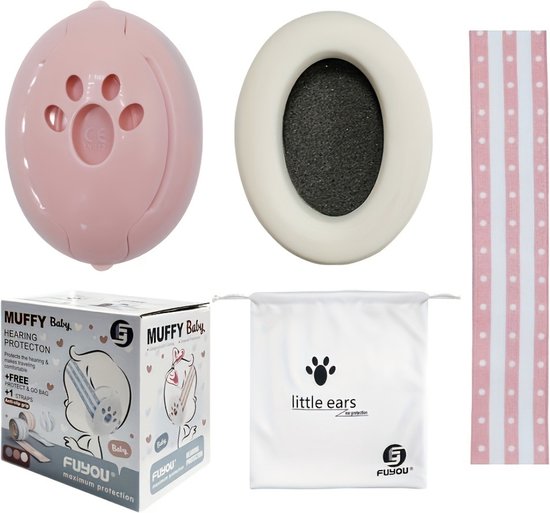 KUWUNG Oorbeschermers voor baby's, 0-36 maanden, hoofdtelefoons met ruisonderdrukking, oorbeschermers voor baby's, gehoorbescherming, oorbeschermers voor peuters, met zacht kussen en verstelbare