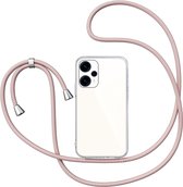Xiaomi Poco F5 Hoesje met Koord - Back Cover Siliconen Case Transparant Hoes Roségoud