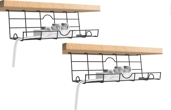 Fuleadture Kabelgoot Bureau Set Van 2 – Bureau Onderkabel Organisatie Mand – Kabel Organiser – Kabelbeheer voor Onder Het Bureau voor Kabels en Stekkerdozen
