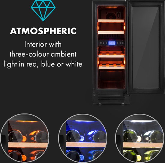 Vinovilla 17 Built-In Duo twee zones wijnkoelkast 53l 17 fl. 3-kleuren glazen deur