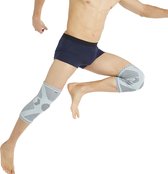 Kniebandage met bamboevezel, lichtgewicht - comfortabele en ademende stof, elastische brace voor mannen, vrouwen, jongeren - grijs (1 Paar, Maat L)