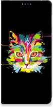 Smartphone Hoesje Geschikt voor Motorola Edge 40 Wallet Case Leuke Verjaardagscadeaus Cat Color