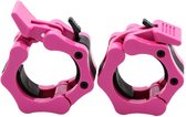 MJ Sports Premium Jaw Collars - Halterstangsluiters - Lock Jaw Collar Set - Olympische Barbell - Fitness - Set van 2 - 50mm - Roze