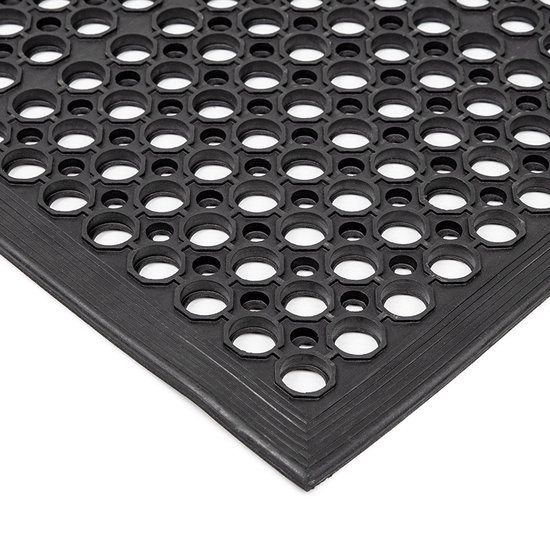 Rubber ringmat open bodem XXL met aflooprand | 1030x90x1,2cm