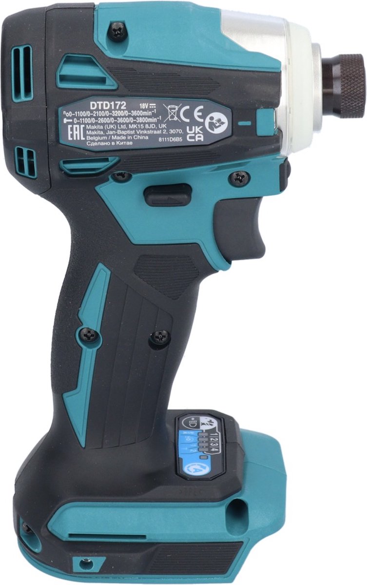 1000 Nm Accu-schroevendraaier Compatibel met Makita 18 V Lithium-accu, 1,27 cm (1/2 inch) borstelloze schroefboormachine Schroevendraaier met 6 dopsleutels en LED-licht (Zonder batterij