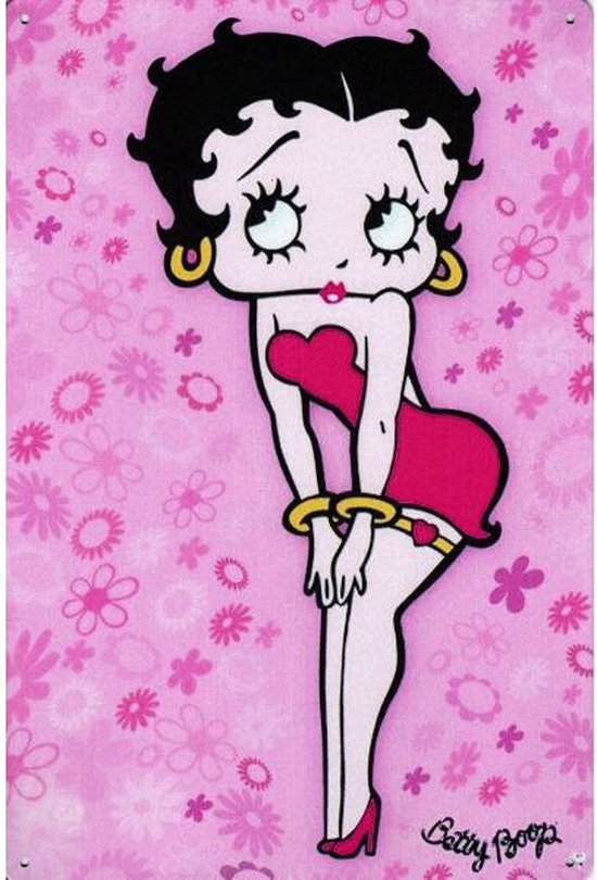 Metalen Wandbord Betty Boop Roze - 20 x 30 cm