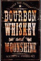 Metalen Wandbord Drank Bourbon Whiskey and Moonshine - 20 x 30 cm