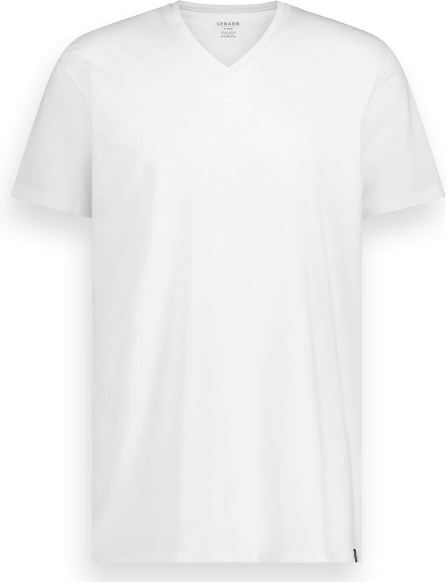 LebasQ - Davis' T-shirt voor heren - 3 pack - met V-hals - Extra lang - Geschikt als Ondershirt - Wit - L - Katoen