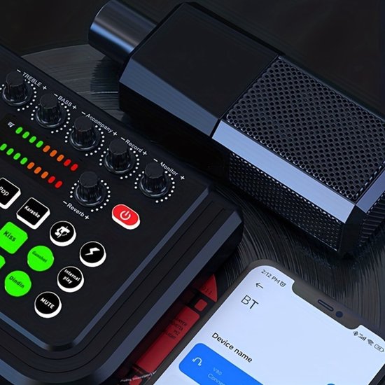 Table de mixage Audio - Console de mixage - DJ - Table de mixage - Gaming - Podcast - Avec Microphone