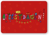 KERSTKAART ROOD - 6 STUKS - Fijne Feestdagen - Kerst - Nieuwjaar - Kerstwenskaart - Handlettering - Ansichtkaart - Ronde hoeken - 10,5 x 15 cm - kerst 2023