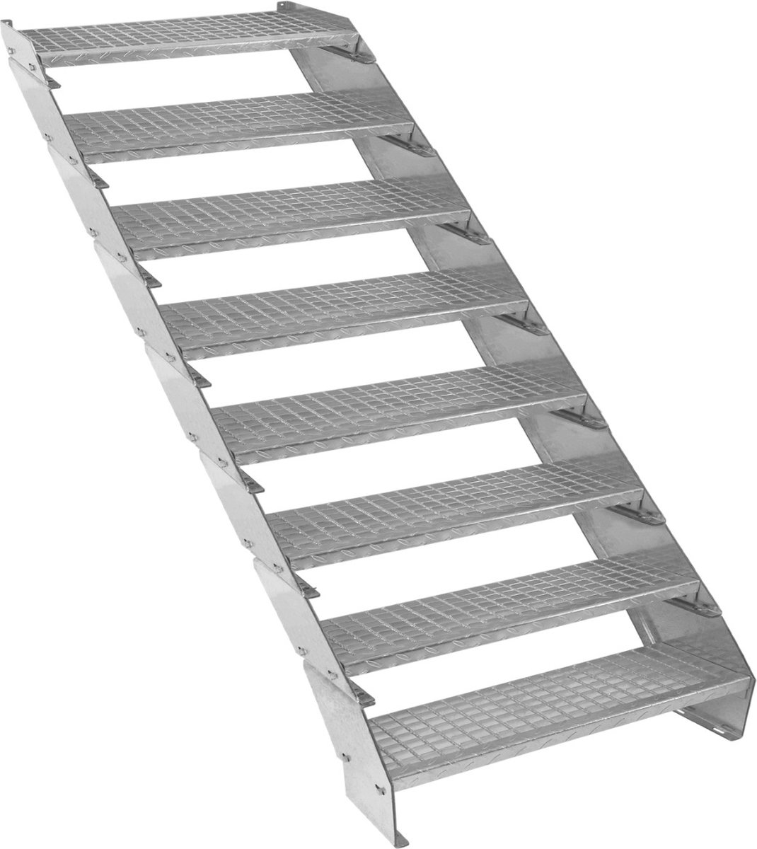 Verstelbare 8-delige verzinkte trap - zilver - 900mm - uitbr. tot 12