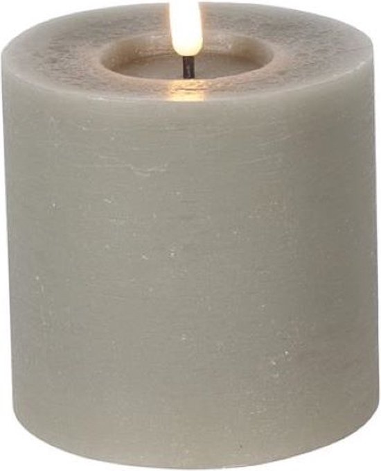 Stompkaars lyon grijs - countryfield - 10x10cm - led kaars - led kaarsen met flikkerende vlam - ledkaarsen - countryfield kaarsen led - verlichting