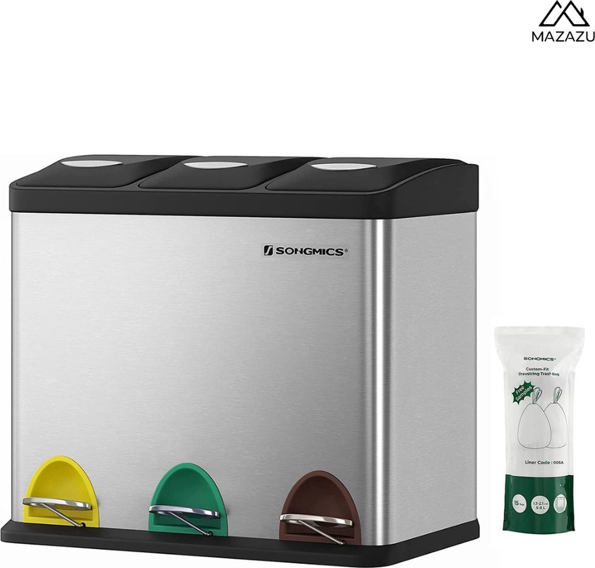 Goedkoopste MIRA Home - Afvalemmer - Metalen pedaalemmer - Zilver - Roestvrij staal - 46x24.5x39.5 cm