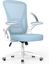 Chaise de bureau - Chaise ergonomique BIGZZIA - Fauteuil avec accoudoir rabattable à 90° - Support lombaire - Hauteur réglable Blauw