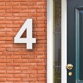 Huisnummer Acryl wit, cijfer 4 Hoogte 16cm - Huisnummers - Huisnummer wit - Huisnummer modern - Gratis verzending!