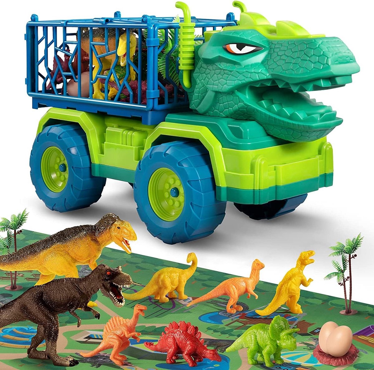 TEMI Jouets dinosaures pour enfants de 3 à 5 ans avec tapis de jeu
