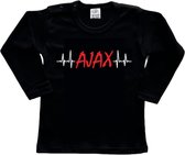 Amsterdam Kinder t-shirt Lange Mouw | "AJAX hartslag | Verjaardagkado | verjaardag kado | grappig | jarig | Amsterdam | AJAX | cadeau | Cadeau | Zwart/wit/rood/wit | Maat 56