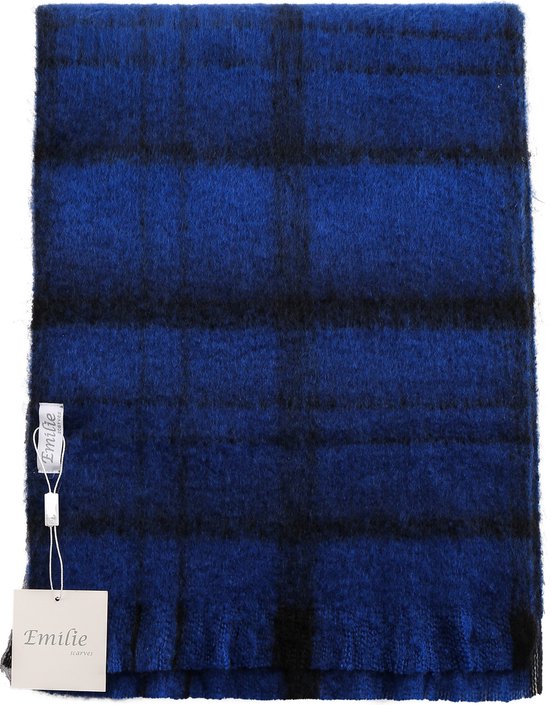 Emilie scarves – wintersjaal – kobaltblauw – zwart – geruit