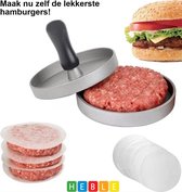 *** Professionele Hamburgerpers - RVS - Antiaanbaklaag - Hamburgermaker/-pers - van Heble® ***