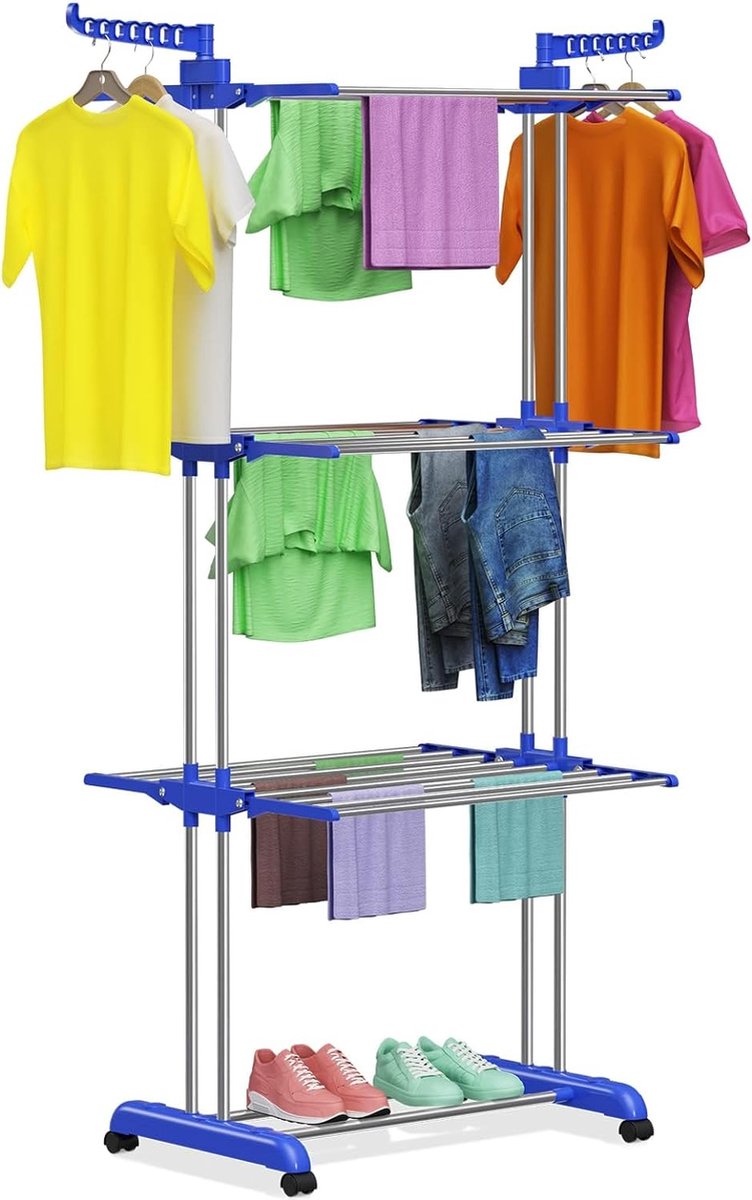 Goedkoopste wasdroogrek met grote capaciteit opgewaardeerde versie, droogrek kleding, waslijn roestvrij staal, vouwen binnen en buiten