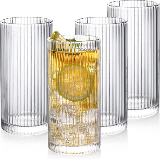 Glas Cups Stapelbaar Glaswerk Reliëf Streep Origam... – Grandado