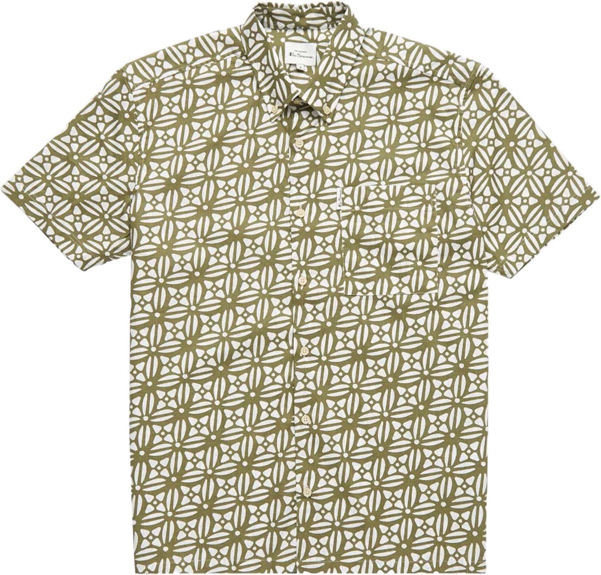 Ben Sherman Overhemd Print Katoen maat M Geo block korte mouw overhemden print