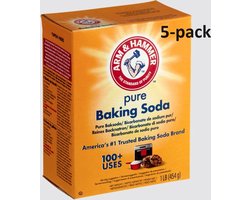 Voordeelverpakking 5 x 454 gram Baking Soda Arm & Hammer - Natriumbicarbonaat - Schoonmaak Soda - Zuiveringszout - Bicarbonaat - Baksoda - Bakpoeder - Baking Powder - Schoonmaken - Poeder