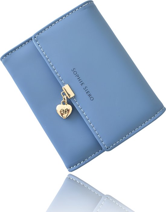Petit sac à main pour femme - Portefeuille Sophie bleu foncé avec compartiment à monnaie - Sac à main en cuir artificiel avec coeur de Sophie Siero
