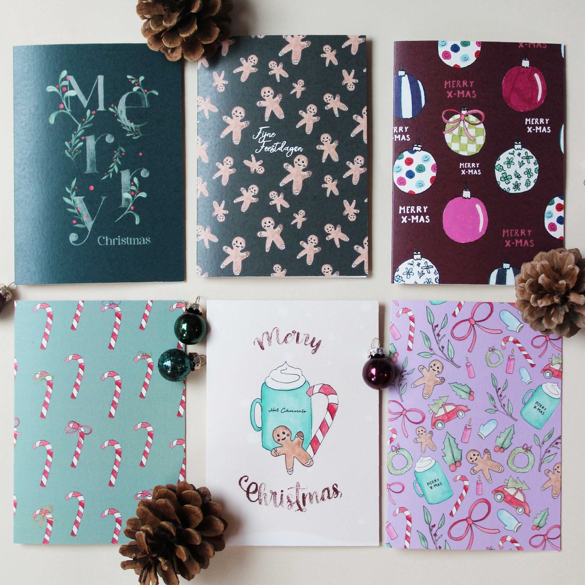 Kerstkaarten Set 6 kaarten incl. envelop