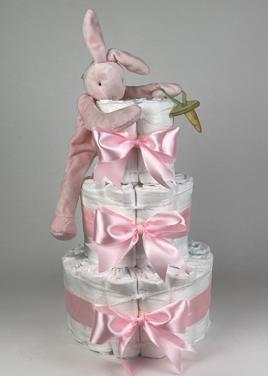 Goedkoopste Chouette-Chouette | Luiertaart Meisje | Kraamcadeau | Geboorte Meisje | Babyshower | Bunnies By the Bay Speenknuffel Konijn Roze