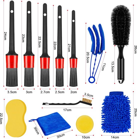 Set de brosses de détail automatique - Nettoyage de voiture - Brosses de  nettoyage de