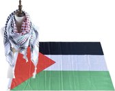 Kufiya/Keffiyeh met Palestina Kleuren Rood/Groen/Wit/Zwart, Keffiyeh, Arafat Sjaal, Palestina Sjaal 127x127 cm + Palestijnse Vlag 90x150 cm Combi Deal