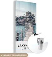 MuchoWow® Glasschilderij 20x40 cm - Schilderij acrylglas - Zakynthos - Griekenland - Brug - Foto op glas - Schilderijen