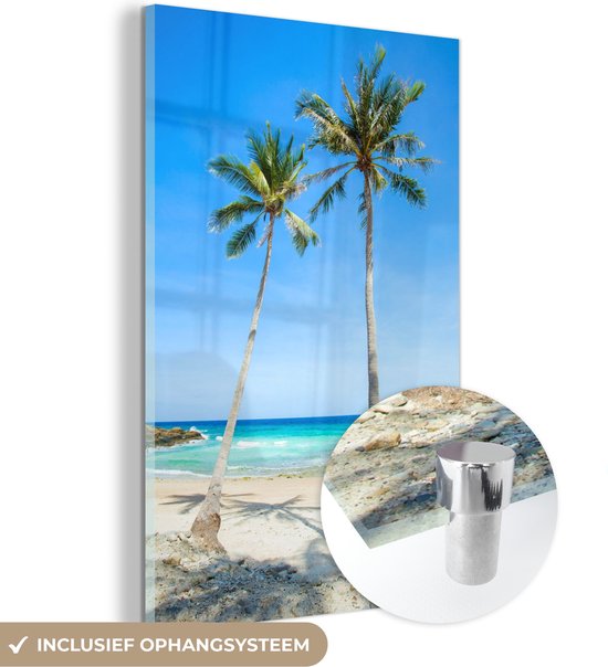 MuchoWow® Peinture sur verre 120x180 cm - Peinture sur verre acrylique - Palmier - Été - Tropical - Photo sur verre - Peintures