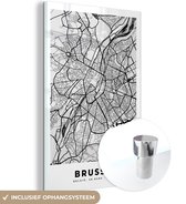 MuchoWow® Glasschilderij 60x90 cm - Schilderij acrylglas - België – Brussel – Stadskaart – Kaart – Zwart Wit – Plattegrond - Foto op glas - Schilderijen
