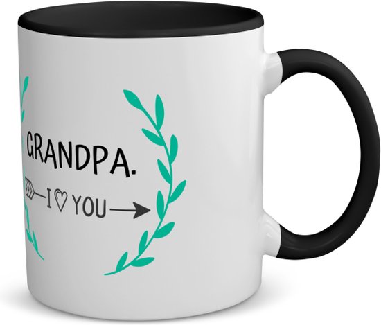 Akyol - grandpa i love you koffiemok - theemok - zwart - Opa - de liefste opa - verjaardag - cadeautje voor opa - opa artikelen - kado - geschenk - 350 ML inhoud