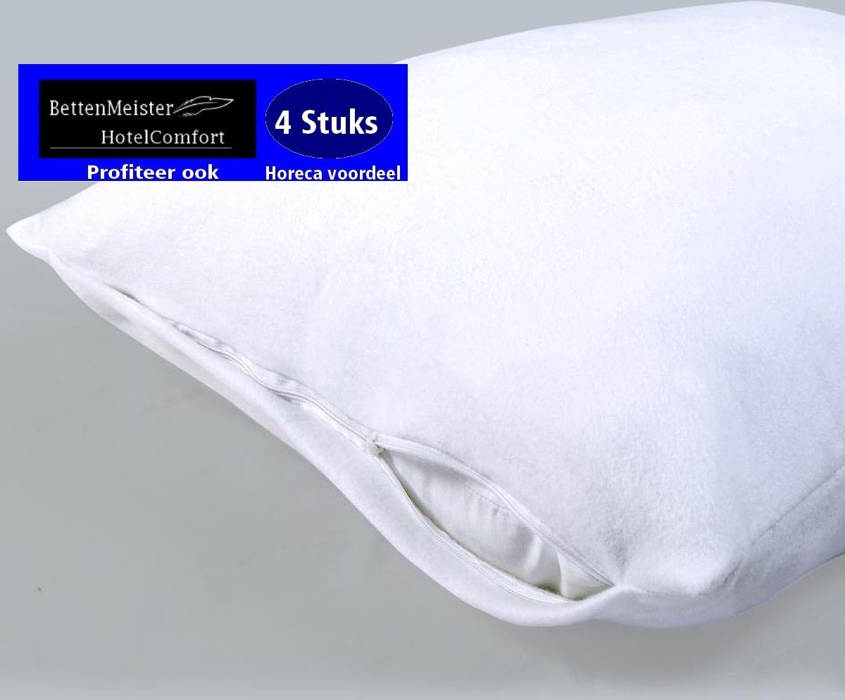 Molton Kussensloop | 4 Stuks Flanel stretch - wit | 60x70cm