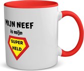 Akyol - mijn neef is mijn superheld koffiemok - theemok - rood - Neef - super held - verjaardag - cadeautje voor neef - neef artikelen - kado - geschenk - 350 ML inhoud