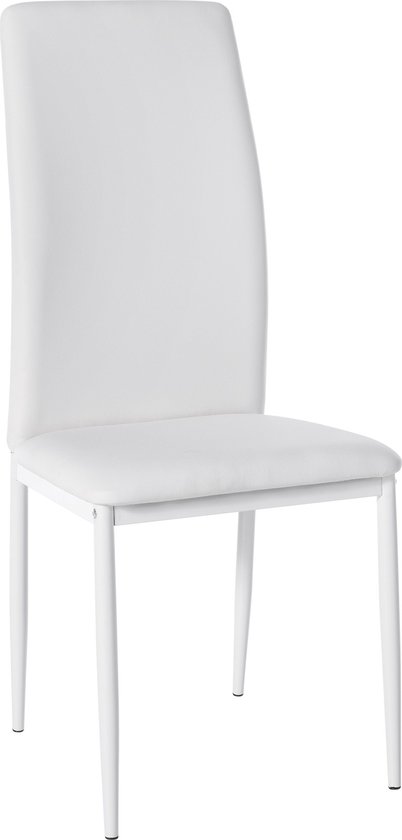 CLP Savino Chaise de salle à manger - Sans accoudoirs - Fauteuil - Piétement métal - Simili cuir blanc
