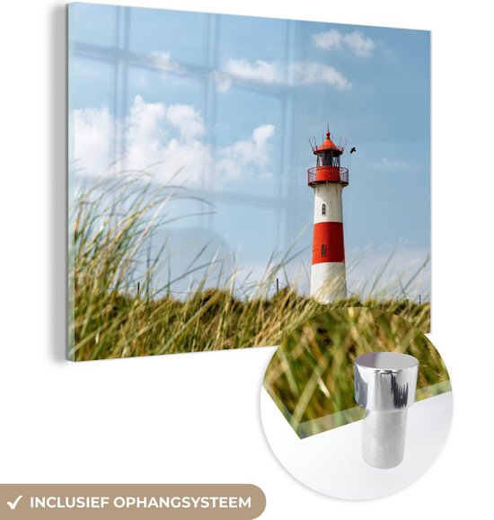 MuchoWow® Peinture sur verre 80x60 cm - Peinture sur verre acrylique - Mer - Phare - Allemagne - Photo sur verre - Peintures