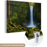 MuchoWow® Glasschilderij 60x40 cm - Schilderij acrylglas - Jungle - Waterval - Natuur - Foto op glas - Schilderijen