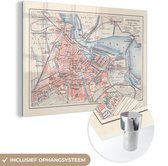 MuchoWow® Glasschilderij 60x40 cm - Schilderij acrylglas - Illustratie van een stadsplattegrond van Amsterdam - Foto op glas - Schilderijen - Stadskaart