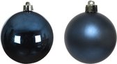 Decoris kleine kerstballen - 16x st - donkerblauw - 4 cm - kunststof - kerstversiering