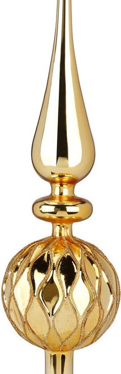 Inge Christmas piek - goud - glas - 31 cm - gedecoreerd - kerstboom topper - kerstversiering - kerstboomversiering – foto 2