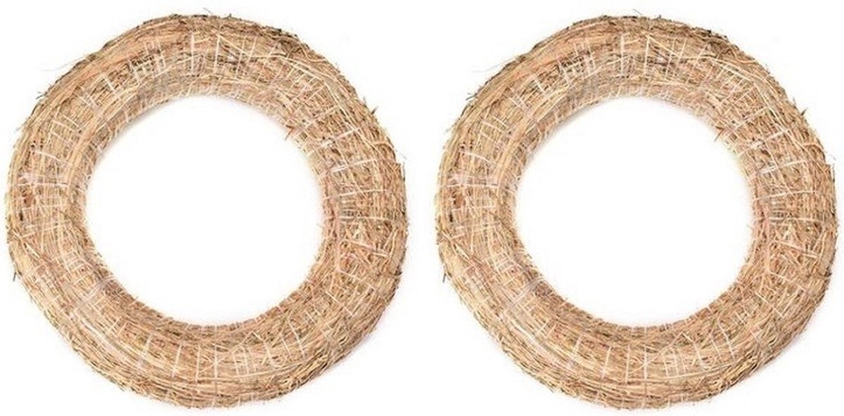Set van 3x stuks decoratie kransen van stro 35 cm - Diy kransen maken - Kerst deurkransen - Herfststukje maken