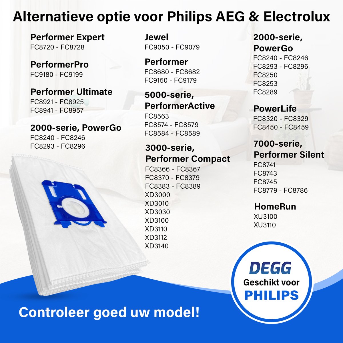 Sacs D'aspirateur DEGG - Lot De 20, Compatibles Philips, AEG, Electrolux (type S-BAG), Qualité Premium