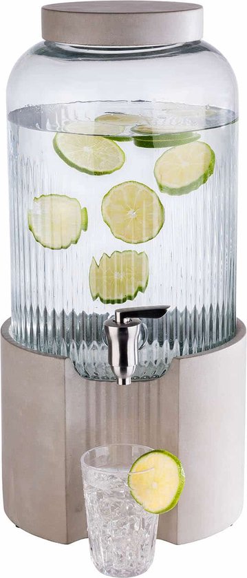 Navaris Distributeur de boisson en verre - Fontaine 8 L avec robinet et  fermeture couvercle - Carafe eau boissons froides et chaudes : :  Cuisine et Maison