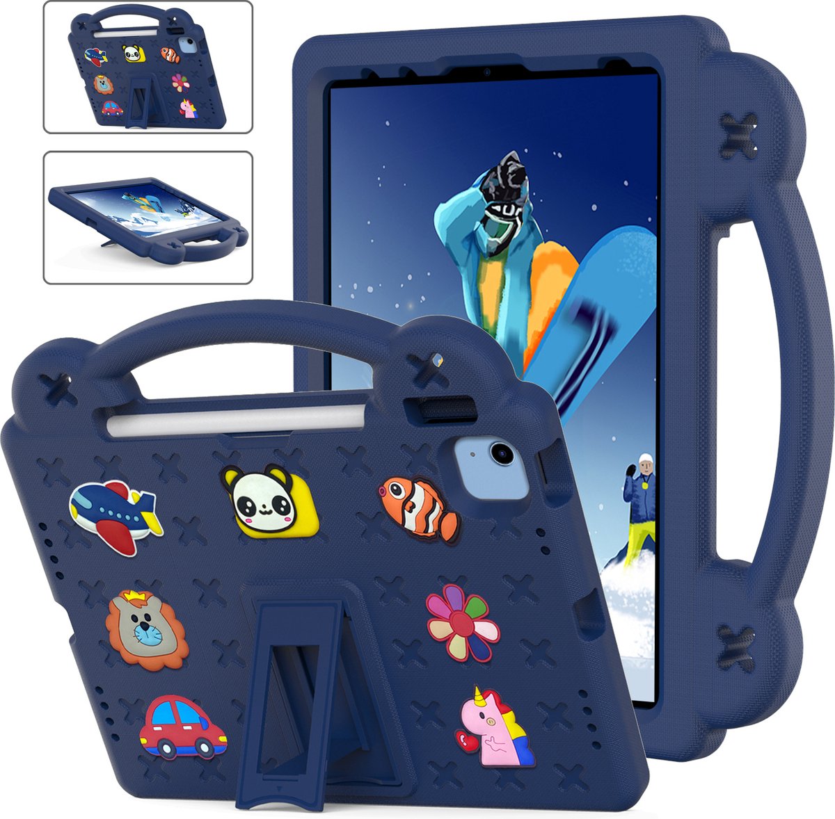 Apple iPad Pro 11 (2022) Tablet - Kinder iPad Hoes - Volledig Beschermd - Donker Blauw