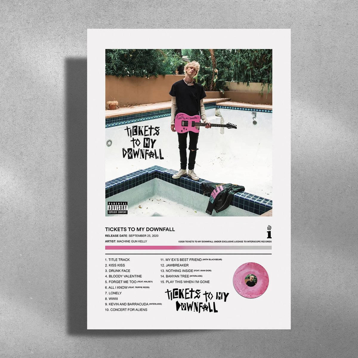 Machine Gun Kelly - Tickets To My Downfall - Metalen poster 30x40cm - album